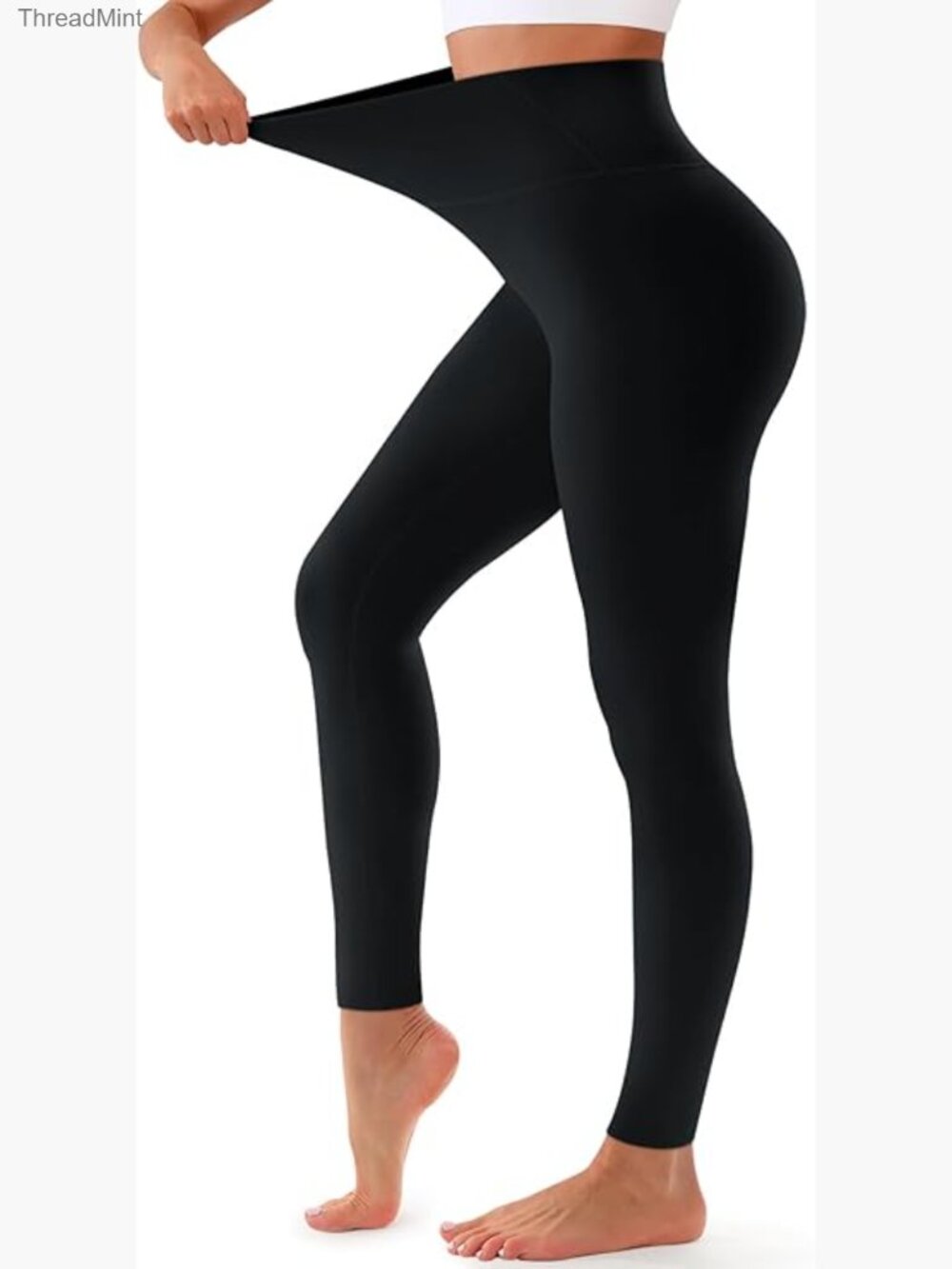 High Waisted Tummy Control Leggings, Soft Opaque Yoga Pants for Running Workout